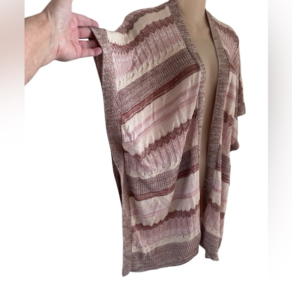 Chico’s Textured Shine Stripe Ruana Wrap Striped Open-Front Cardigan size S/M - Picture 8 of 13